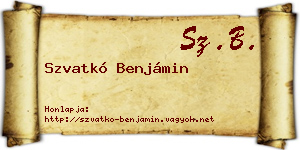 Szvatkó Benjámin névjegykártya