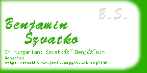 benjamin szvatko business card